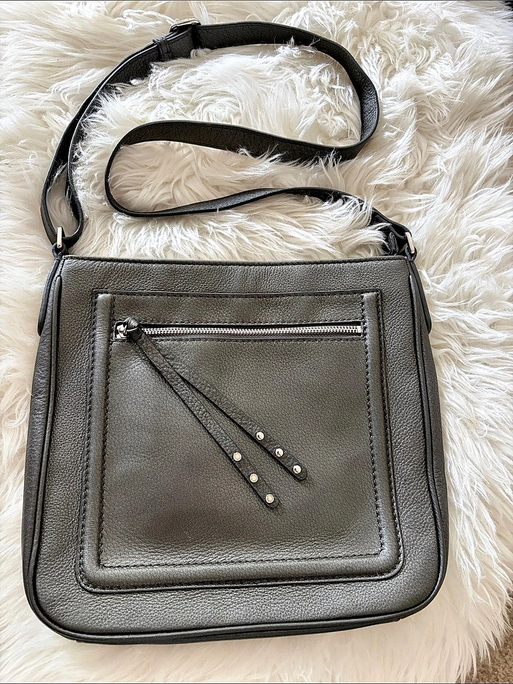 Danier Leather Crossbody Bag in dark grey like new 50